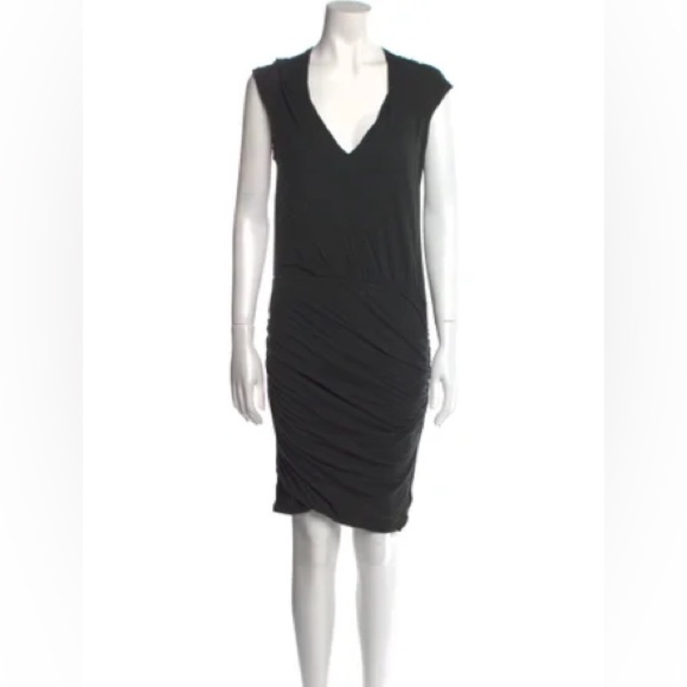 JAMES PERSE RUCHED WRAP FRONT DRAPED KNEE LENGTH DRESS